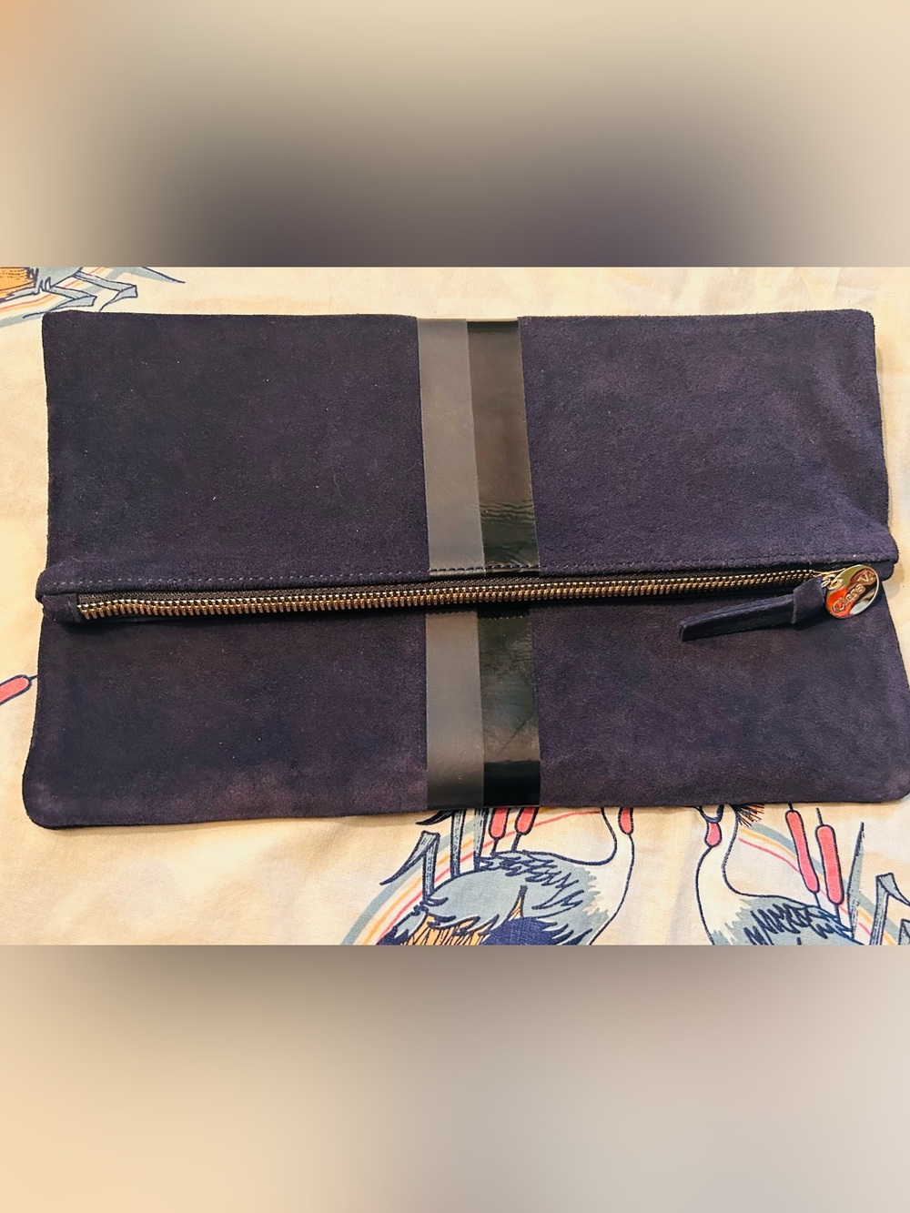 Clare V. Navy Suede Zip Clutch